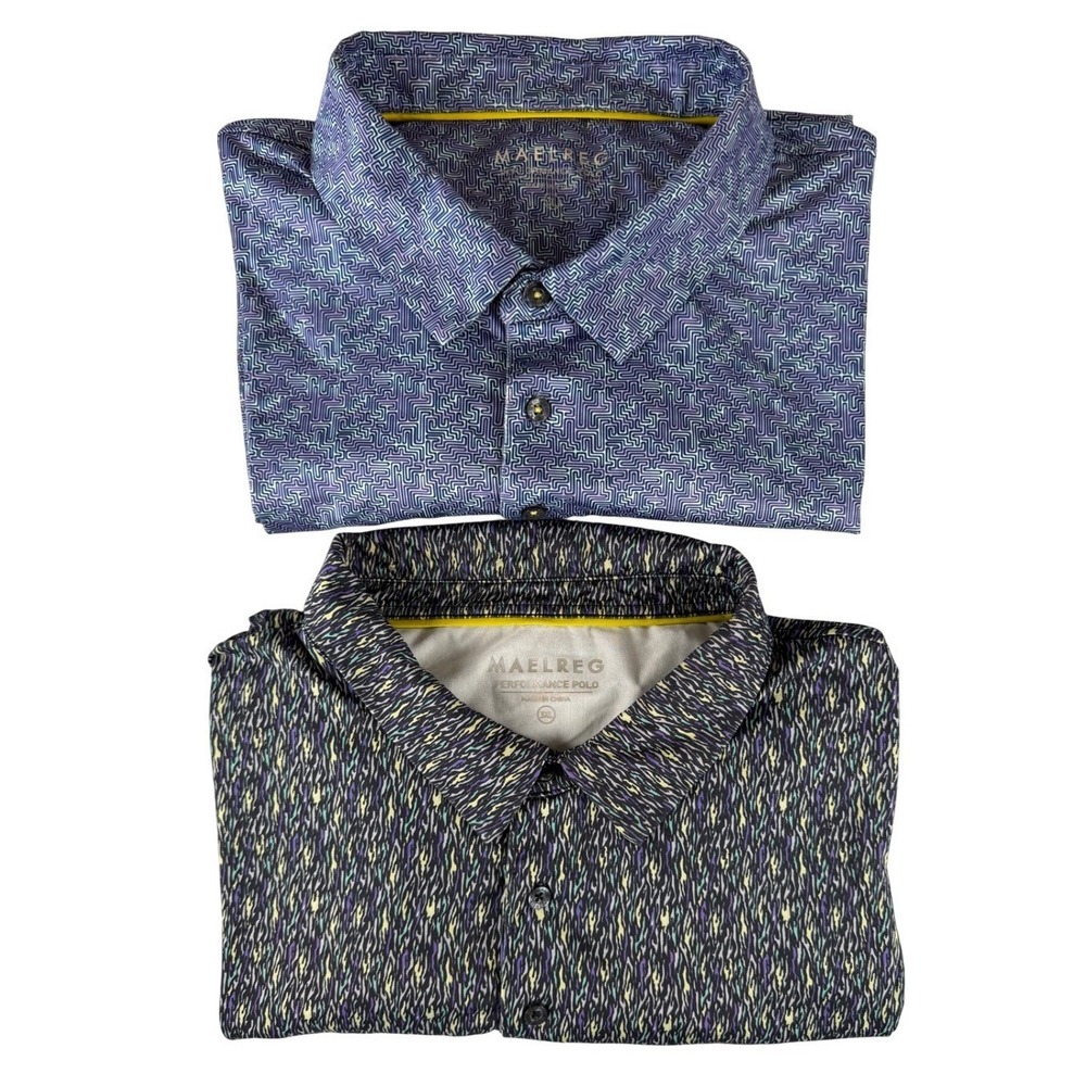 Maelreg Performance Polo Shirt‎ Bundle Mens 3XL Geometric Abstract Golf Lot 2pk